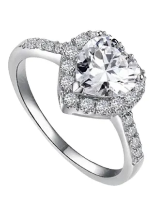 Heart Shaped Cubic Zirconia CZ Halo Ring 6 centimeter 