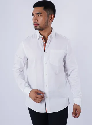 Men’s Single Pocket Plain Ruben Shirt in Bright White 