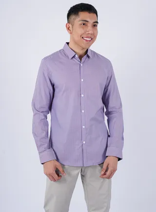 Men’s Autumn Shirt Long Sleeves Collared Neck– Purple 