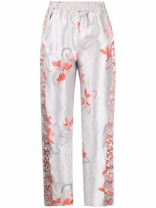 Floral-Print Straight-Leg Trousers