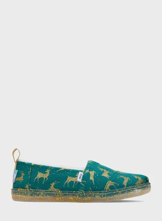 Youth Glitter Deer Alpargata Slip Ons 