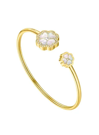 Police Flora Gold Plated Ladies Bangle With Mother of Pearl & Crystals 60x50MM - PEJLG0003204 