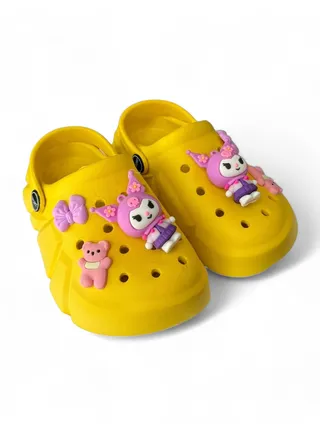 Unisex Kid's Classic Clogs with Charms -  YELLOW 