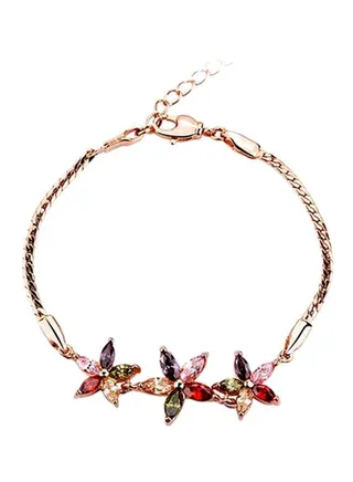 18K Rose Gold Plated Zircon Studded Bracelet 