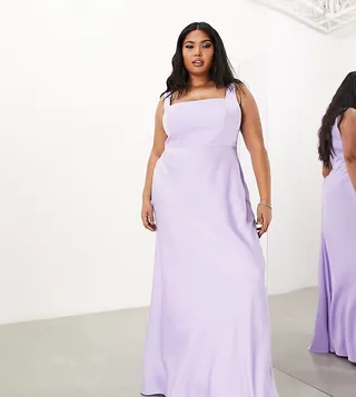 ASOS EDITION Curve satin square neck maxi dress in lilac