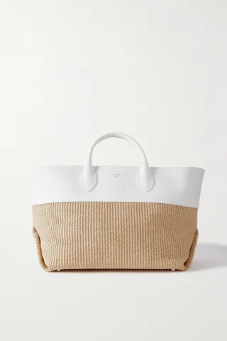 Khaite - Amelia Medium Raffia And Leather Tote - White