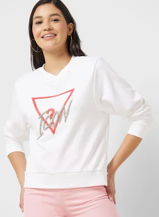 Crew Neck Graphic Sweatshirt