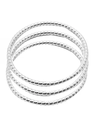 3-Piece Stylish Sterling Silver Bangle 