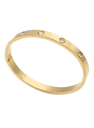 18 Karat Gold 10 Cz Diamond Blank Plain Love Bangle Bracelet 