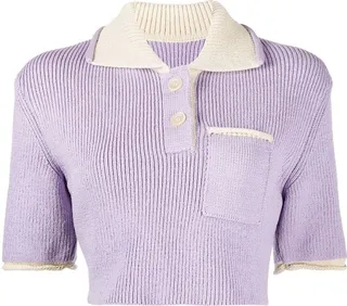 Le polo ribbed knit top