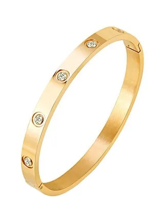 18K Gold Plated Cubic Zirconia Bangle Bracelet 