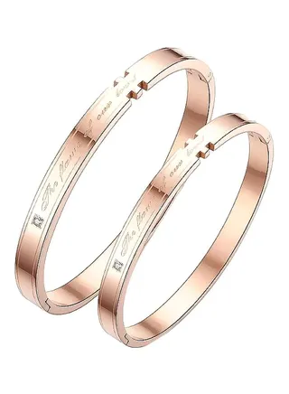 2-Piece Rhinestone Studded Couple Bracelet Set 