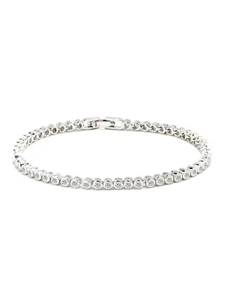 18 Karat White Gold Plated Studded Bracelet 