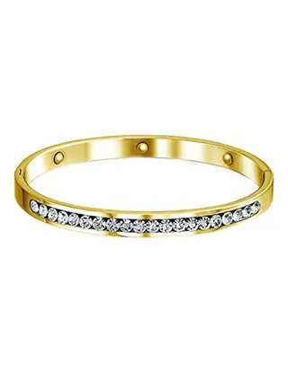 Magnetic Gold Plated Stainless Steel CZ Bangle 