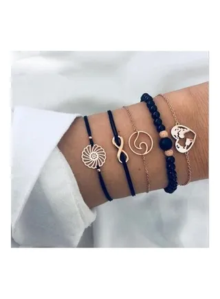 5-Piece Geometric Fashion Bracelets 