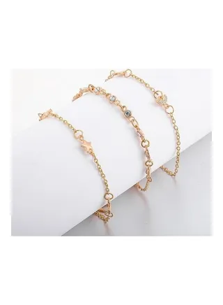 3-Piece Star Moon Rhinestone Design Bracelets Set 