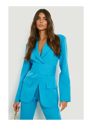 Obi Tie Waist Tailored Blazer 