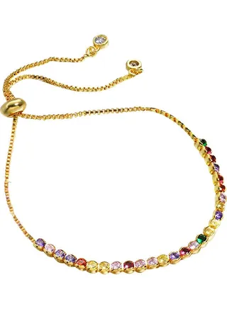 Alissa Pull String Multicolor Rhinestone Gold 