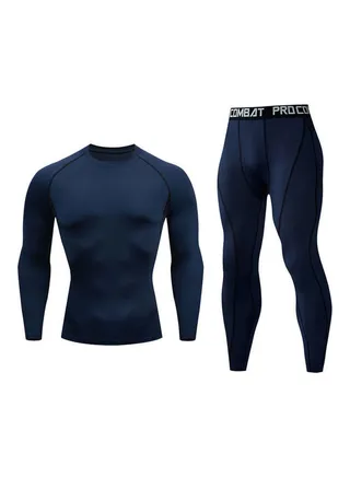 Long Sleeves T-Shirt And Pants Set Blue 