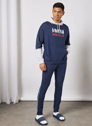 Men's Pack Of 2 Mens Hoodie And Jogger Sets Navy Dark 