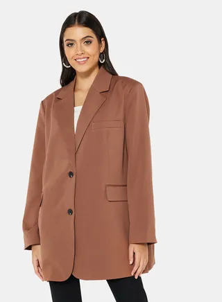 Solid Oversized Fit Blazer 