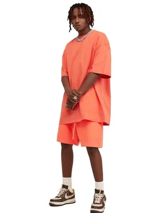 Men's Casual Oversize Crew Neck T-shirt and Short Set 
