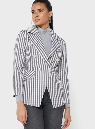 Fitted Button Detail Blazer 