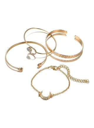 5-Piece Geometric Rhinestone Bracelet Set 