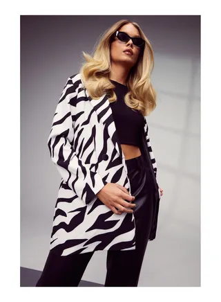Large Scale Zebra Print Oversized Blazer 