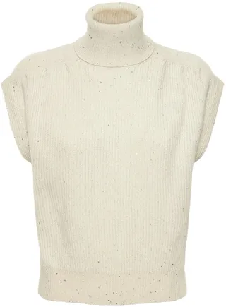 Sequined cashmere blend knit vest
