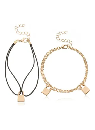 2-Piece Chain Beaded Bracelet Set 