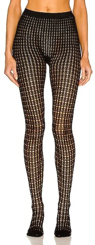 ALAÏA Lace Stretch Viscose Tights in Black