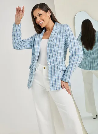 Regular Fit Checked Tweed Blazer 