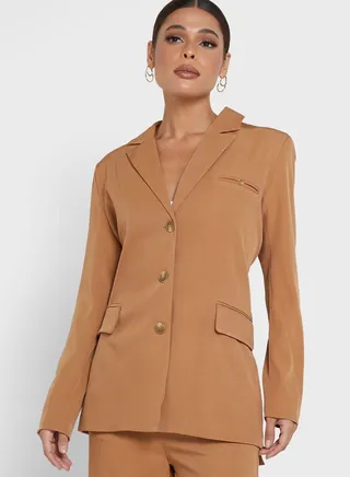 Button Detail Knitted Blazer 