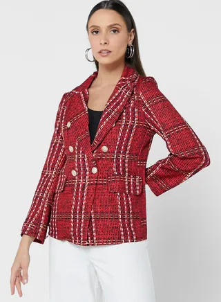 Check Print Blazer 