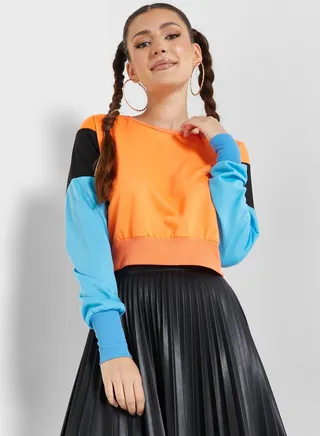 Colorblock Cropped Sweatshirt 