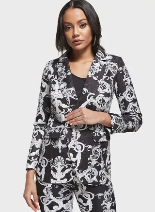 Printed Double Breasted Blazer 