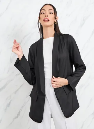 Back Panel Detail Open Front Blazer 