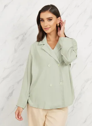 Oversized Double Breasted Regular Length Blazer 