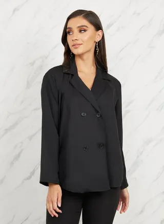Oversized Double Breasted Regular Length Blazer 