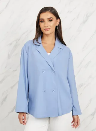 Oversized Double Breasted Regular Length Blazer 