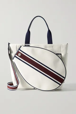 Tory Sport - Faux Leather And Webbing-trimmed Canvas Tote - Ivory