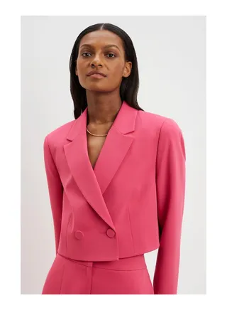 Cropped Button Blazer 