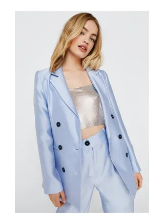 Contrast Button Double Breasted Blazer 