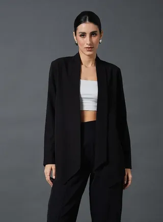 Shawl Collar Open Front Blazer 