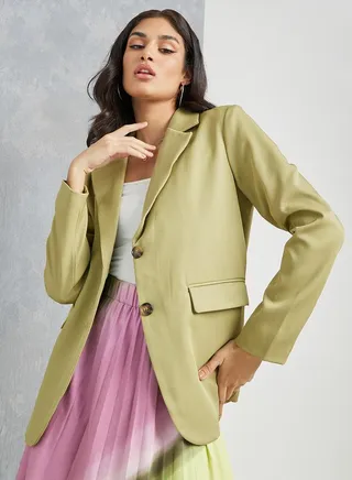 Oversized Frenchy Lapel Button Up Blazer 