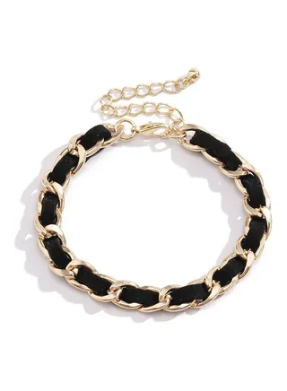 Women's Mental Decoration Flocking Cloth Patchwork Adjustable Bracelet 