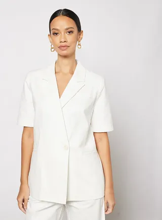 Short Sleeve Blazer White 