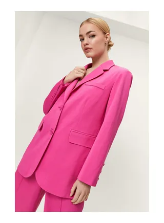 Oversized Twill Single Breasted Blazer 