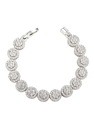 18K White Gold Plated Crystal Studded Elegant Glisten Bangle Bracelet 